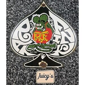 Vintage Rat Fink Porcelain Sign Ed‎ Roth Hot Rod Ace Of Spades Design Gas/Oil